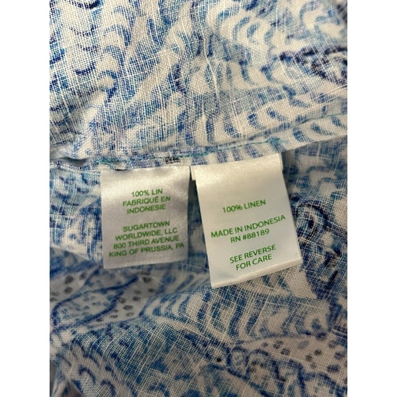 Lilly‎ Pulitzer Jayden Linen Dress Large Amafi Blue by the Seashore Resort Beach - Picture 10 of 11